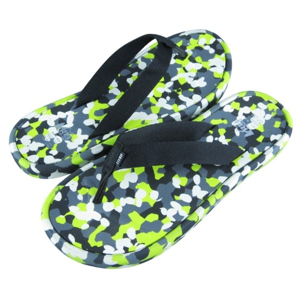 REI Co-op Recycled Mens Size 7 Wide Strap Neon Pride Camo Flip Flops Sandals‎